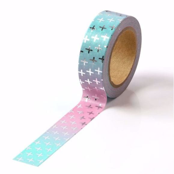 Foil Crosses on Pastel Ombre Washi Tape 15mm x 10m