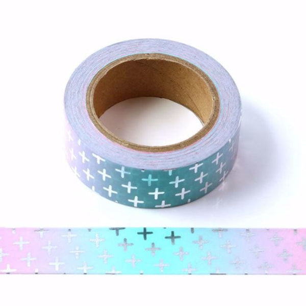Foil Crosses on Pastel Ombre Washi Tape 15mm x 10m
