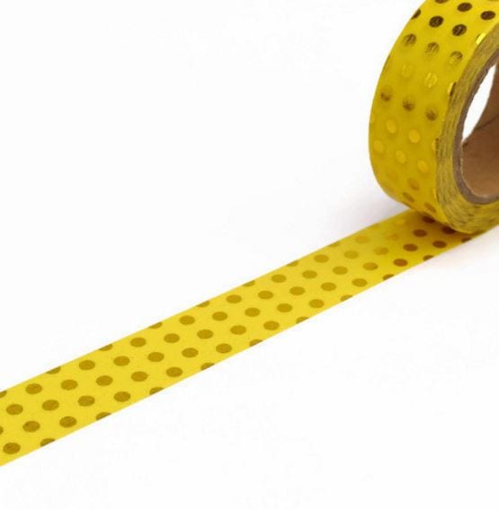 Foil Gold Polka on Yellow Washi Tape