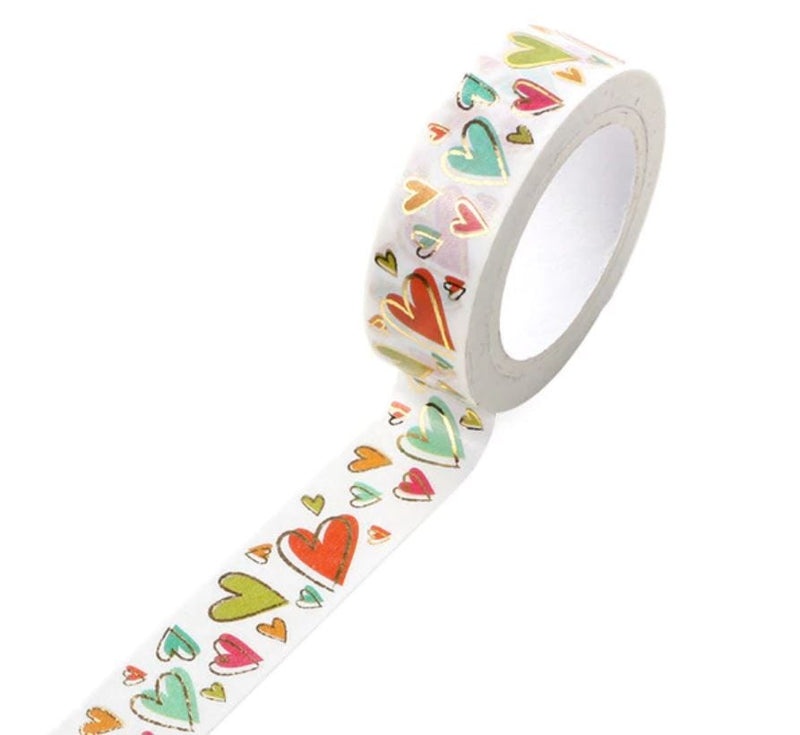 Foil Bright Hearts Washi Tape 15mm x 10m