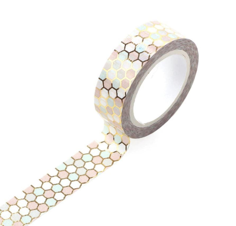 Pastel Foil Honeycomb Washi Tape 15mm x 10m