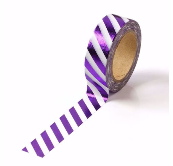 Foil Purple Diagonals Washi Tape 15mm x 10m