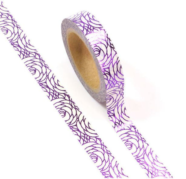 Foil Purple Floral Outline Washi Tape 10mm x 10m