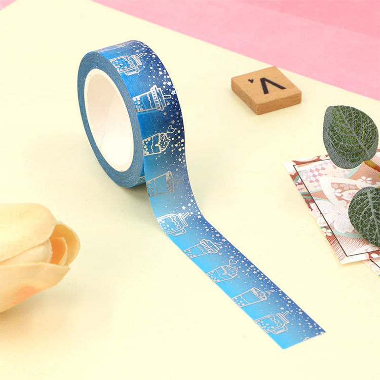 Foil Kleirn Blue Milk Tea Washi Tape 15mm x 10m