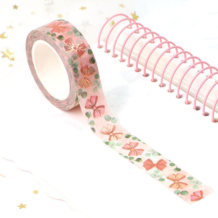 Foil Pink Bow Washi Tape 15mm x 10m