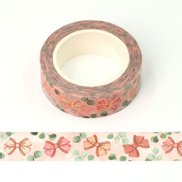 Foil Pink Bow Washi Tape 15mm x 10m