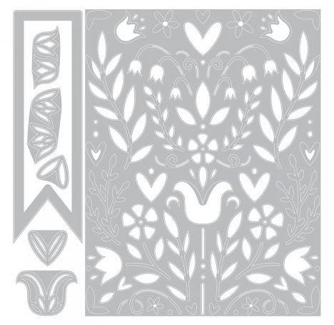 Sizzix Folk Art Stencil by Katelyn Lizardi Thinlits Die Set 7/Pk