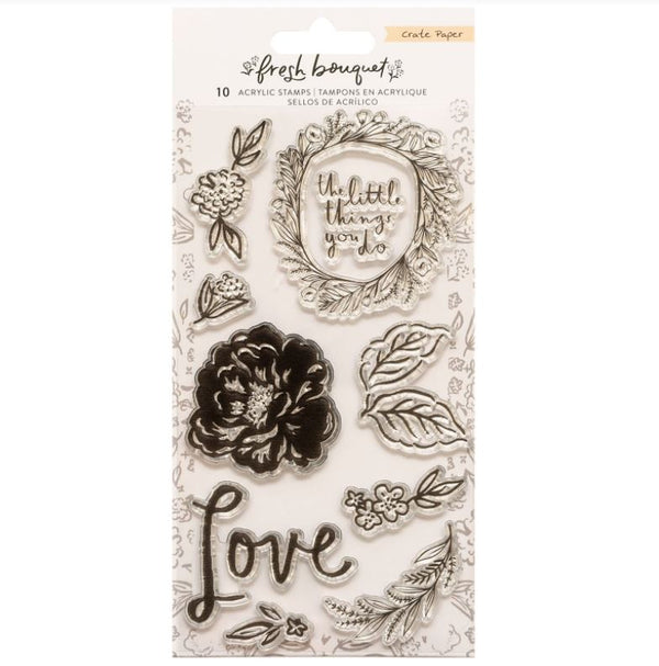 American Crafts Fresh Bouquet Crate Paper Acrylic Clear Stamps