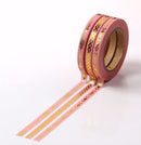 Gold Foil Arrows and Circles on Pink Slim Washi Tape 3 Rolls 5mm x 10m