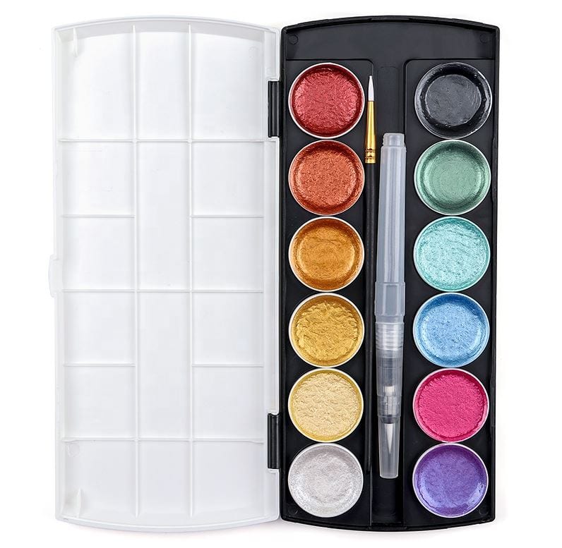 Bee Happy Galaxy Metallic Watercolor Paint Set 12 Colors