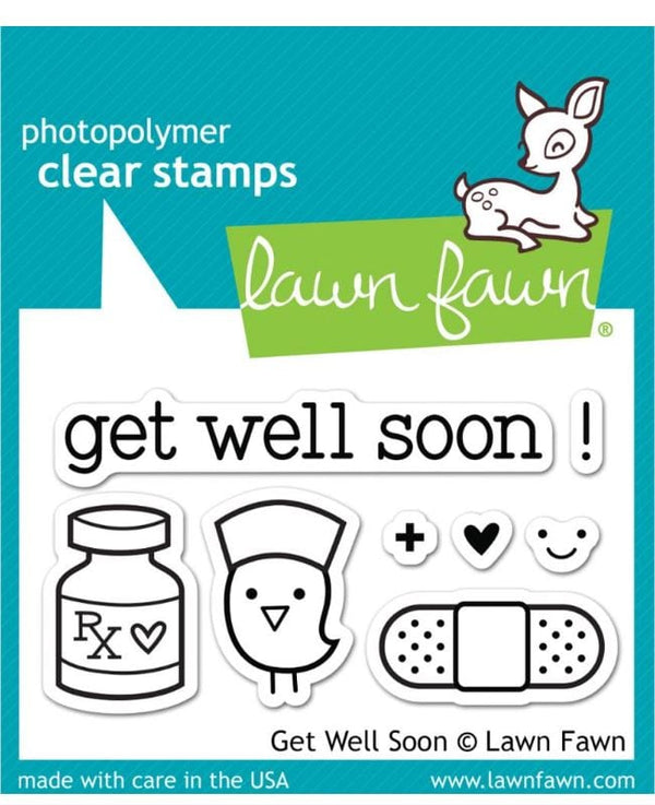 Lawn Fawn Get Well Soon Clear Stamps 3"X 2"