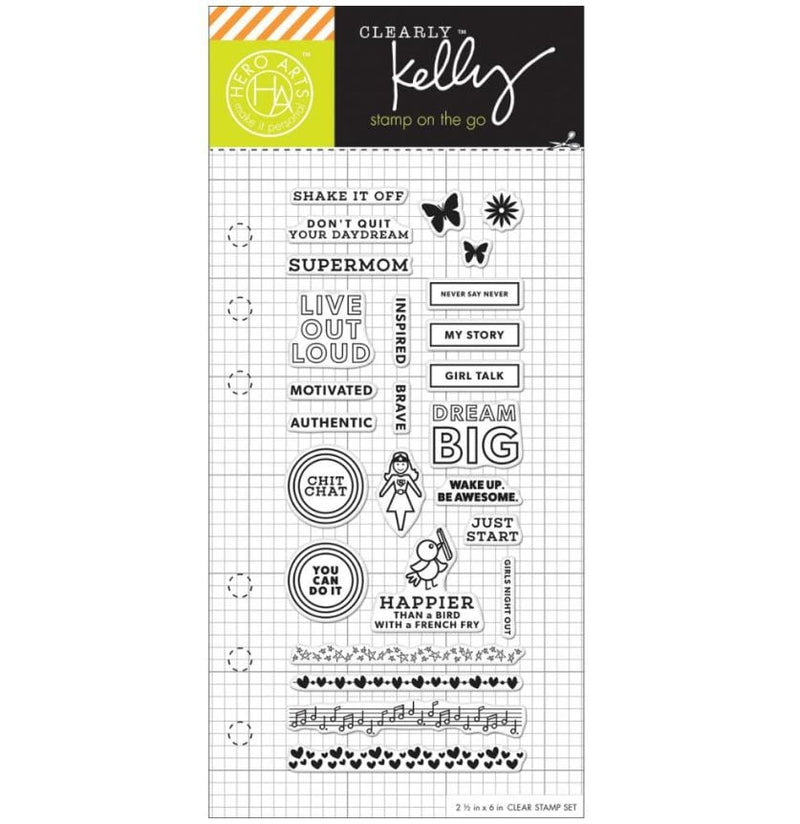 Hero Arts Girl Talk Planner Kelly Purkey Clear Stamps 2.5"X6"