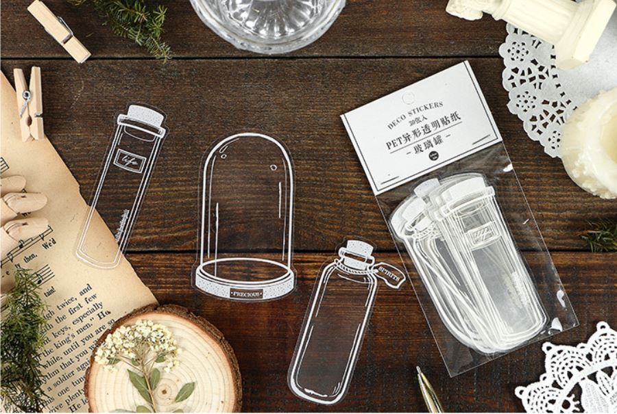 Infeel Me Glass Jar and Bottles Transparent PET Stickers