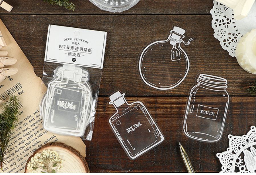 Infeel Me Glass Jar and Bottles Transparent PET Stickers