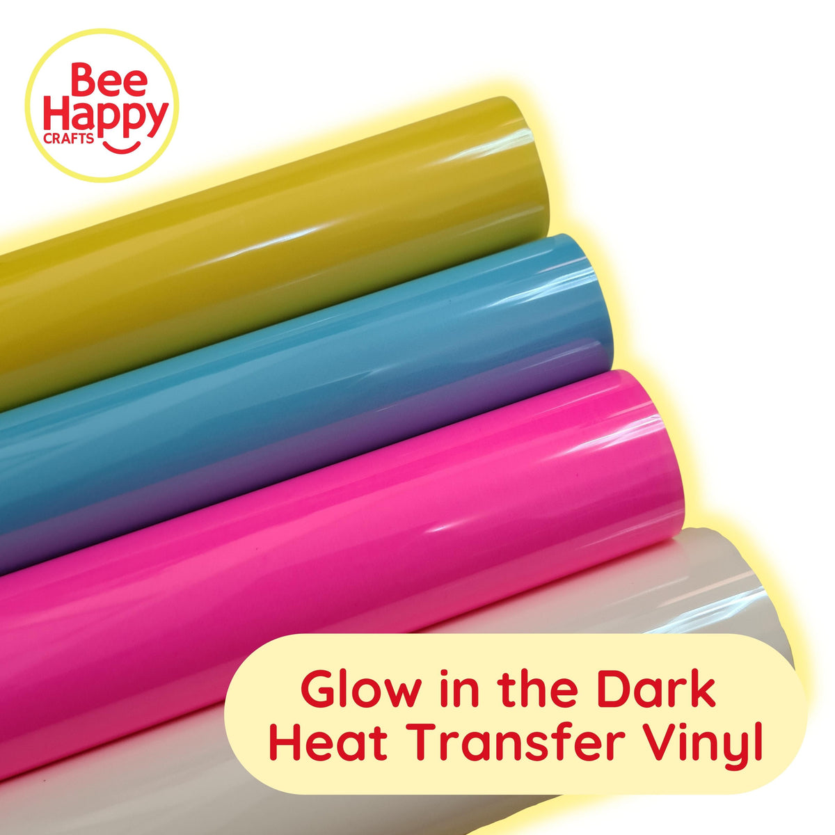 Bee Happy Glow in the Dark HTV Heat Transfer Vinyl (Iron On) 10