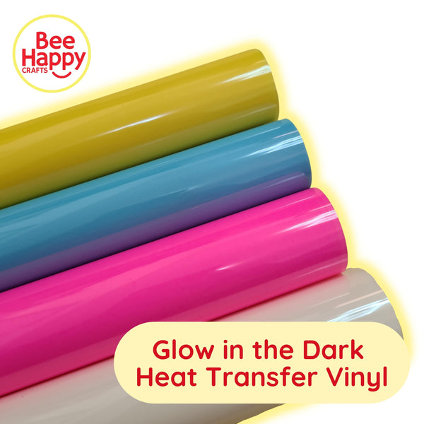 Bee Happy Glow in the Dark HTV Heat Transfer Vinyl (Iron On) 10" x 12" or 36"