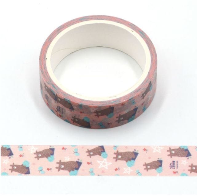 Onemaji Pink Love Cartoon Washi Tape Set 15mm x 5m 2 Rolls