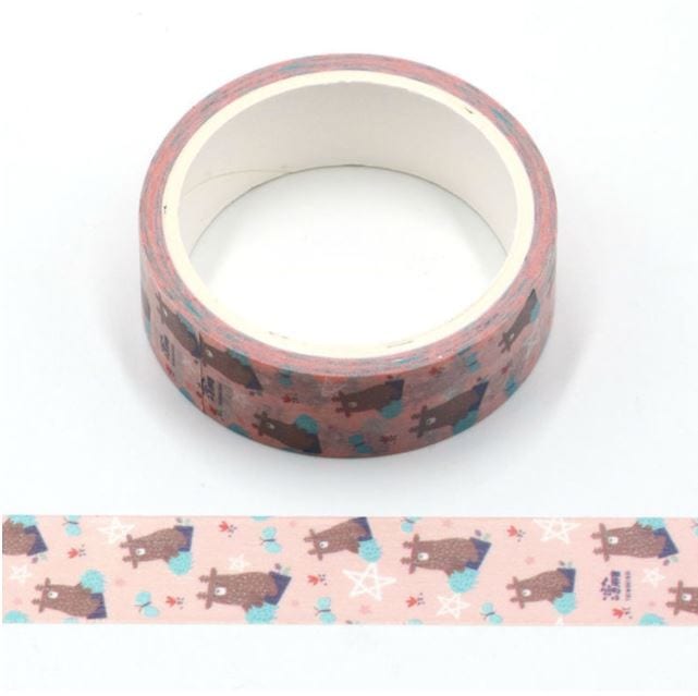 Onemaji Pink Love Cartoon Washi Tape Set 15mm x 5m 2 Rolls