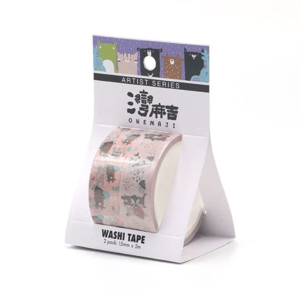 Onemaji Pink Love Cartoon Washi Tape Set 15mm x 5m 2 Rolls