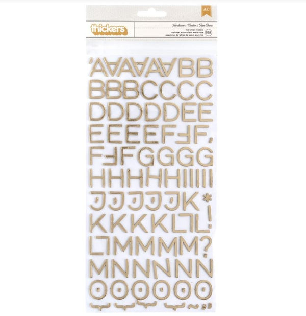 American Crafts Hardcover Alphabet Gold Foil Thickers 191/pk
