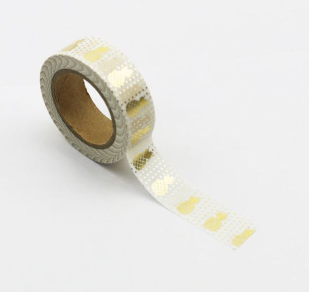 Gold Foil Pineapple Washi Tape (15Mm X 10M)