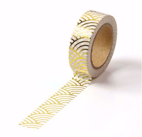 Gold Foil Waves Washi Tape (15mm x 10m)