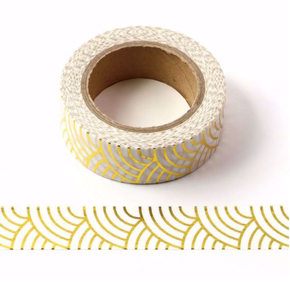 Gold Foil Waves Washi Tape (15mm x 10m)
