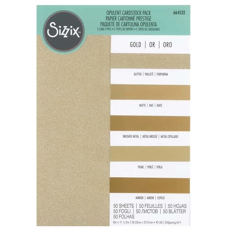 Sizzix Surfacez Gold Opulent Cardstock Pack, A4 size 50PK 250gsm