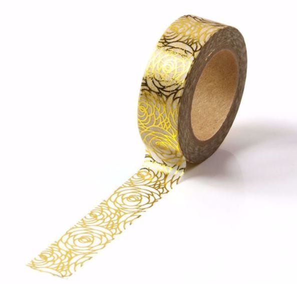 Foil Gold Floral Outline Washi Tape 15mm x 10m