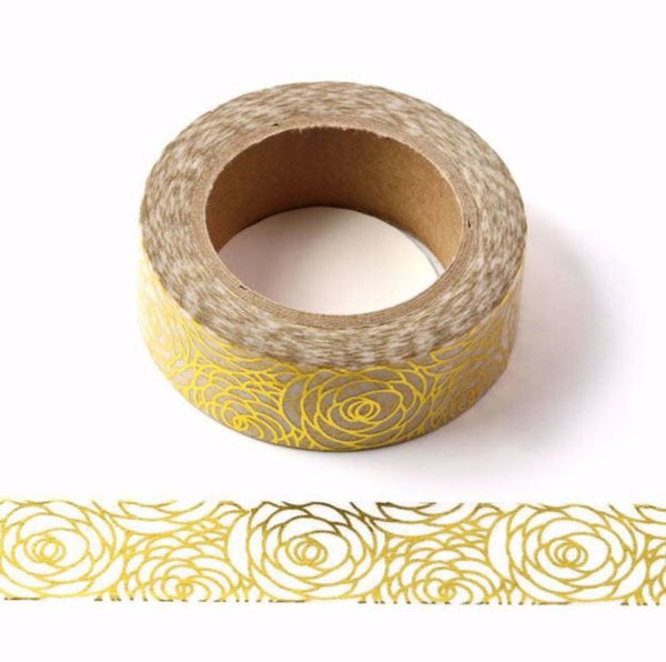 Foil Gold Floral Outline Washi Tape 15mm x 10m