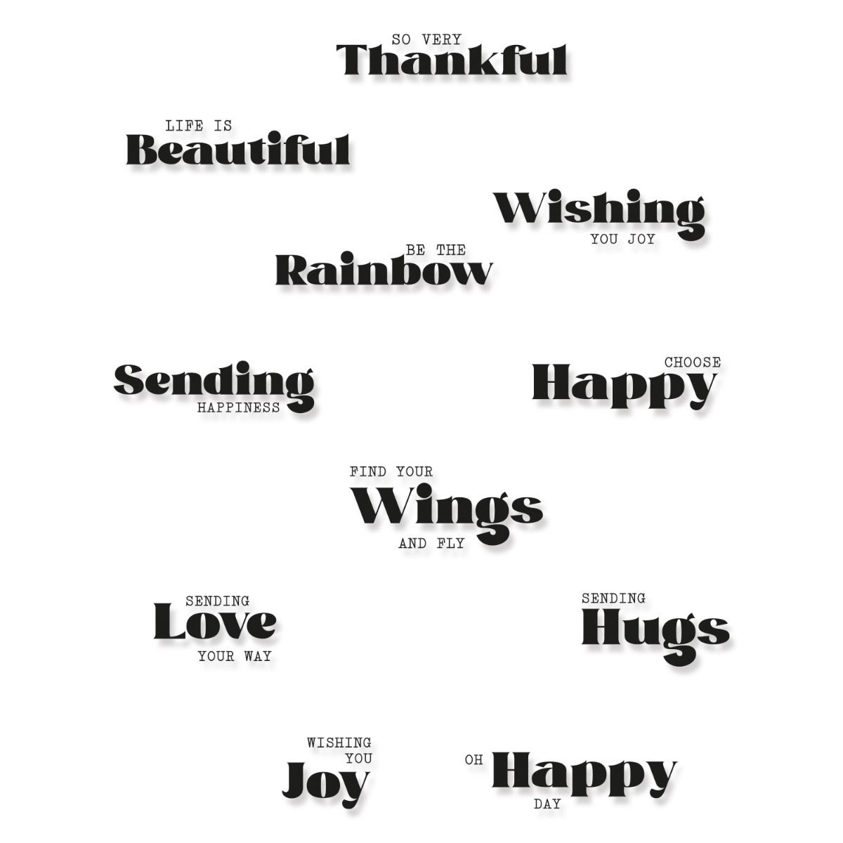 Sizzix Good Vibes #4 Clear Stamps Set 12PK by Pete Hughes