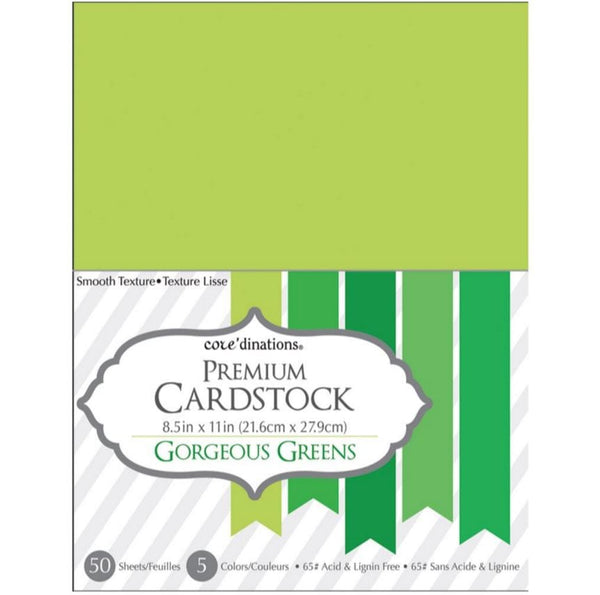 Core'dinations Gorgeous Greens Value Pack Cardstock 8.5"X11" 50/Pkg