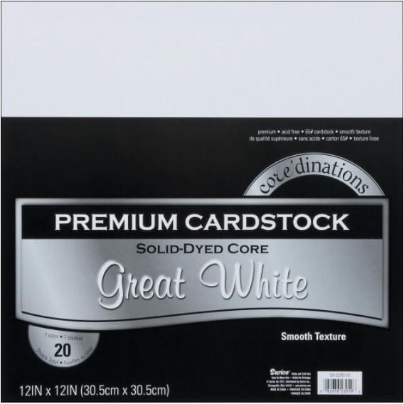 Core'dinations Great White Value Pack Smooth Cardstock 12"X12" 20/Pkg