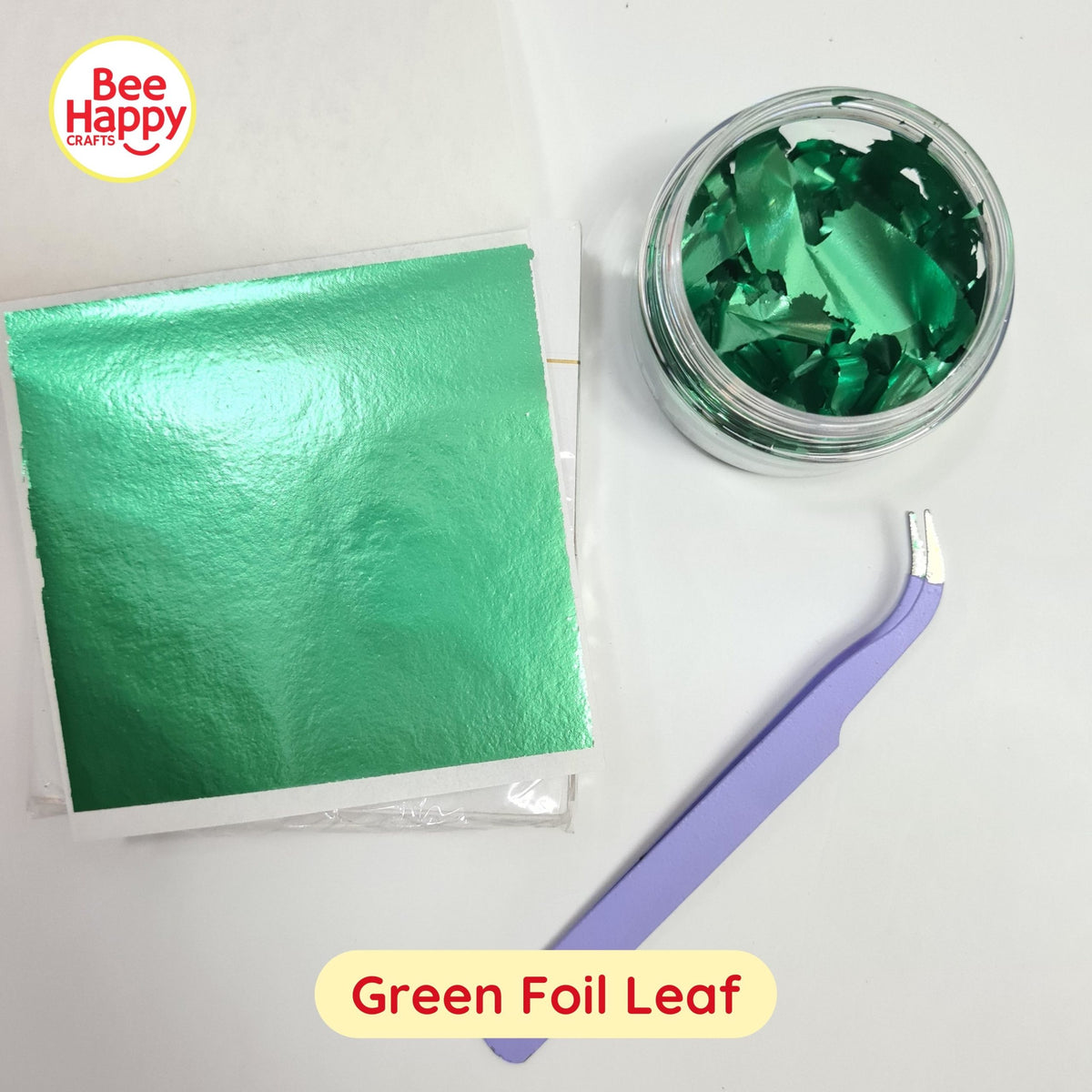 Bee Happy Metallic Foil Leaf Sheets with Jar (Foil for Wax Sealing, Resin, Slime and More)