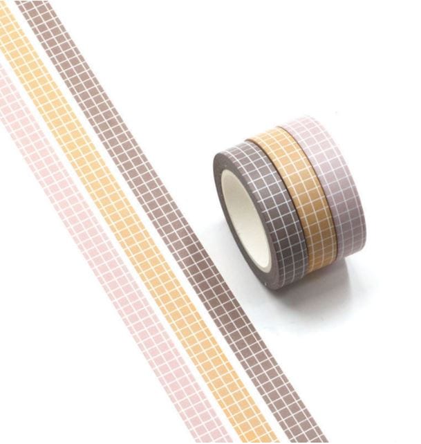 Grid Pattern Neutrals Washi Tape 10mm x 10m 3 Rolls