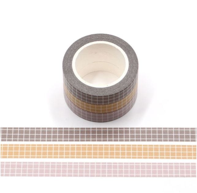 Grid Pattern Neutrals Washi Tape 10mm x 10m 3 Rolls