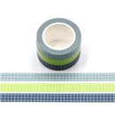 Grid Pattern Blue Green Washi Tape 10mm x 10m 3 Rolls
