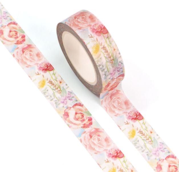 Hand-Painted Flowers Washi Tape 15mm x 10m