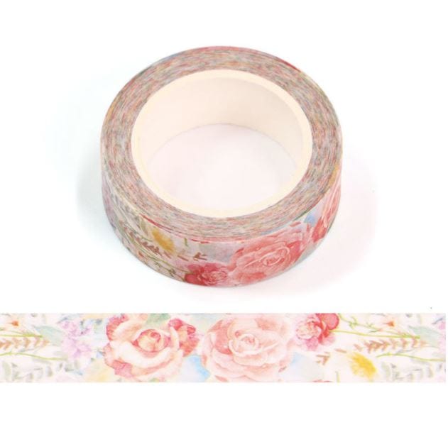 Hand-Painted Flowers Washi Tape 15mm x 10m