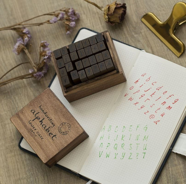 Handwriting Lowercase Alphabet Rubber Stamp Set