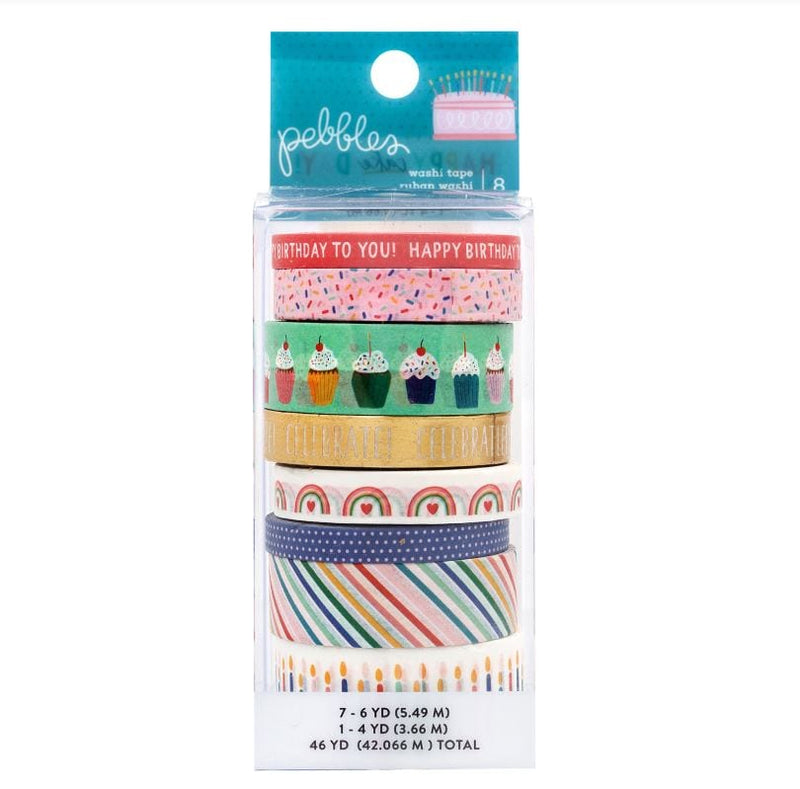 American Crafts Happy Cake Day Washi Tape with Foil 8 Rolls