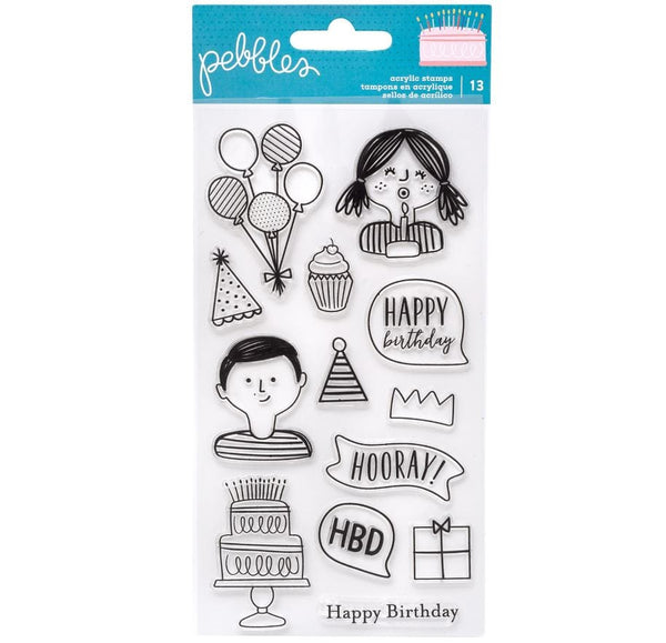 Pebbles Happy Cake Day Clear Stamps