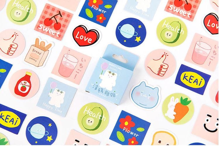 Health Love Sticker Flakes in a Box Mo Card