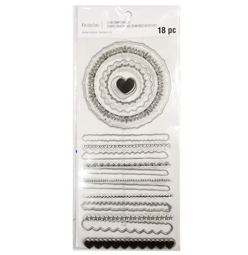 Recollections Hearts and Floral Border Stamp and Die Set