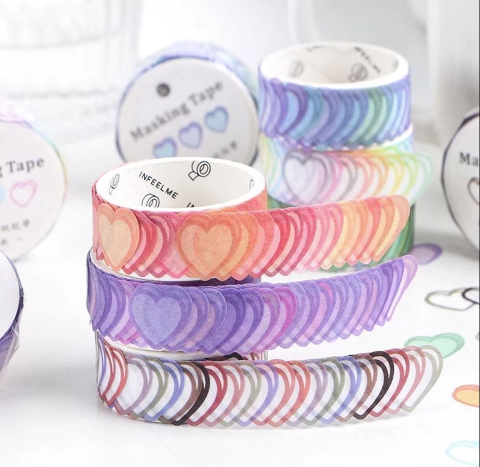 Cute Heart Shape Washi Tape Dots / Round Tapes 100pcs