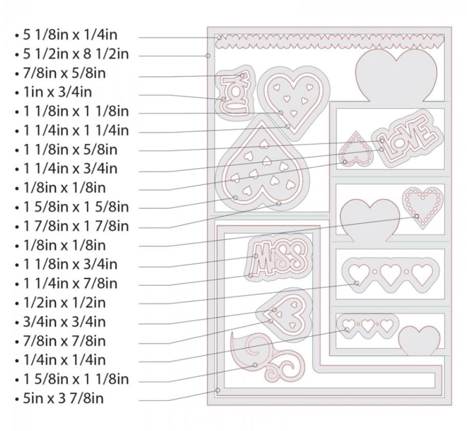 Sizzix Card, Hearts Step-Ups Framelits Die Set 20PK -