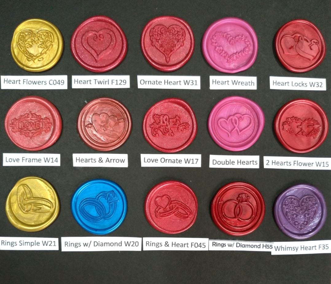 Wax Seals Hearts, Rings, Love