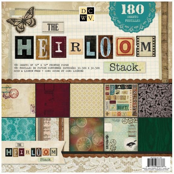 DCWV Heirloom Stack Paper Pad 12" x 12" (60 sheets and 180 sheets available)