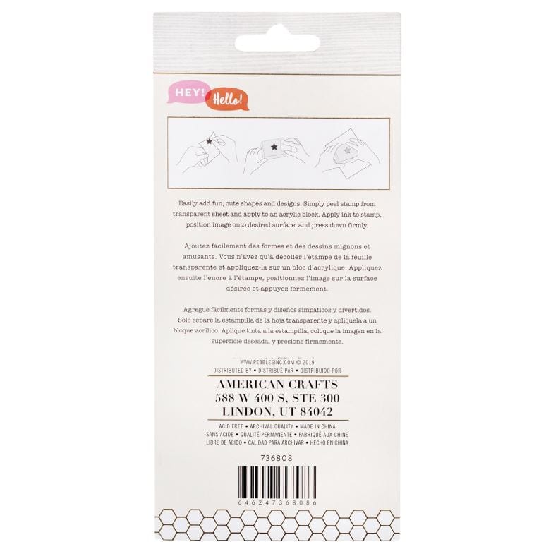 American Crafts Hey, Hello Jen Hadfield Pebbles Acrylic Clear Stamps