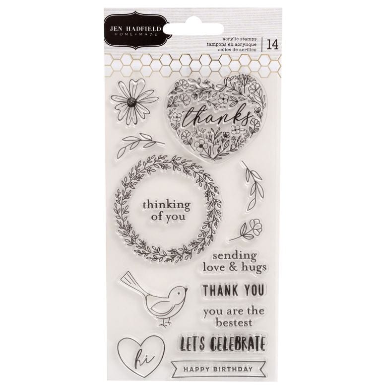 American Crafts Hey, Hello Jen Hadfield Pebbles Acrylic Clear Stamps